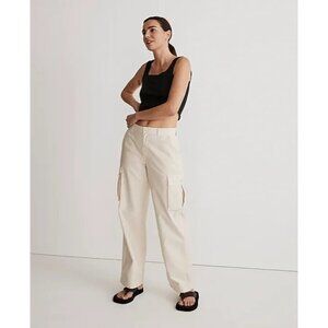 Madewell Garment-Dyed Low-Slung Straight Cargo Pants Vintage Linen Womens 30